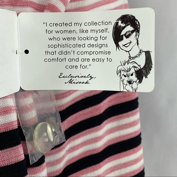 Misook Women's NWT Pink Striped Button Down‎ Long Sleeve Cardigan Sweater XS/C36 - Picture 10 of 10